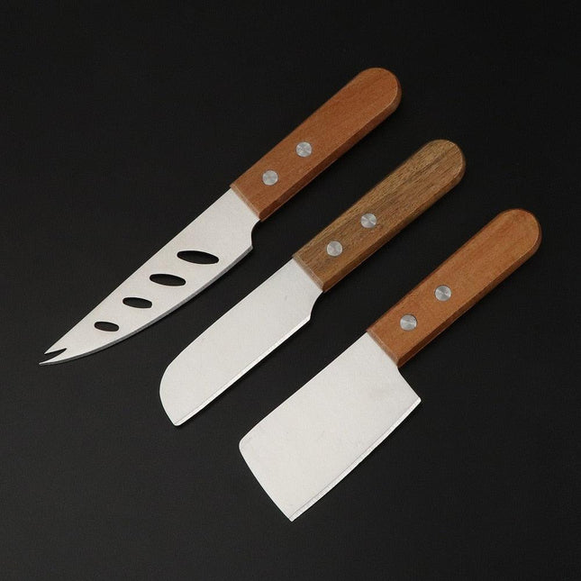 Sophisticated Acacia Wood Cheese Knife Set - Deluxe 3-Piece Collection
