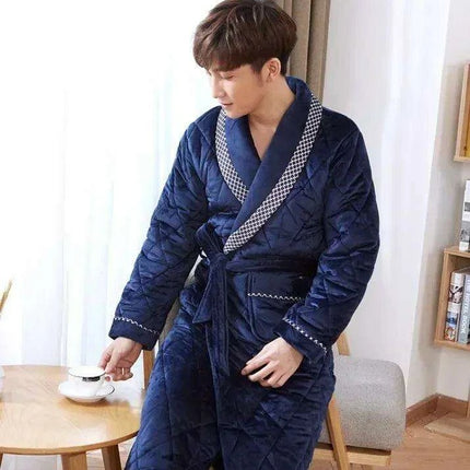 Men's Luxurious Quilted Bathrobe - Stylish Winter Wear for Ultimate Warmth and Comfort