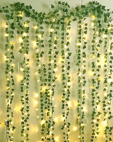 Ethereal Vine Wonderland: Premium Faux Rattan Garland with LED Illuminated Leaves