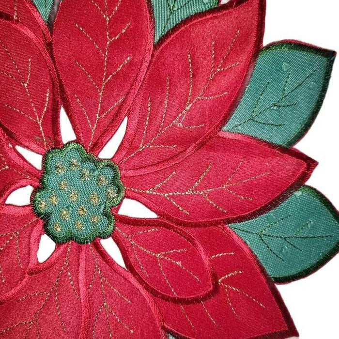 Elegant Christmas Poinsettia Satin Placemat - Elevate Your Dining Atmosphere