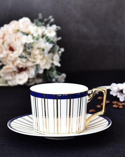 Luxurious Gold-Handled Ceramic Tea & Coffee Cup Collection