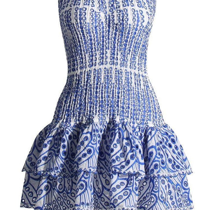 Chic Off-Shoulder Mini Dress with Flirty Layered Hem