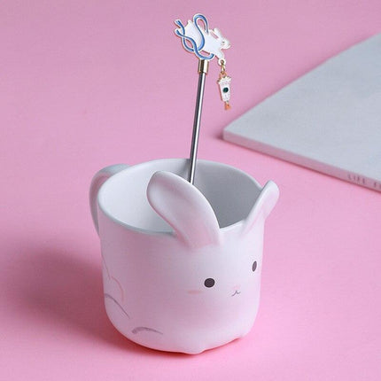 Charming Artisan Rabbit Mug - Limited Edition Lavender Jade for Mid-Autumn Festival