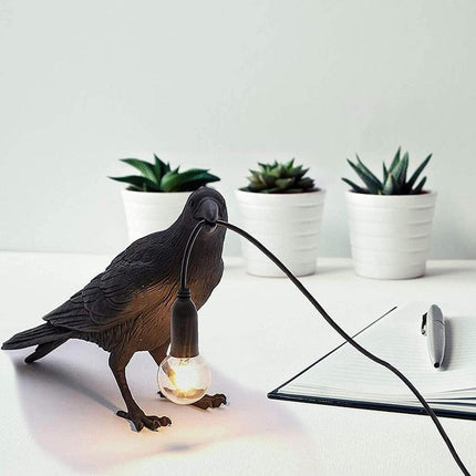 Charming Crow Resin Lamp: Brighten Your Home with Playful Elegance
