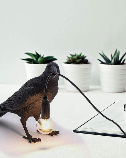 Charming Crow Resin Lamp: Brighten Your Home with Playful Elegance
