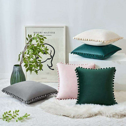 Luxurious Velvet Pillowcases with Whimsical Pom Pom Details - Ultimate Comfort and Charm