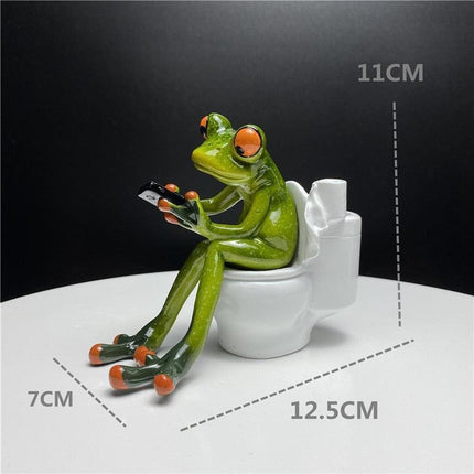 Whimsical Green Frog Resin Desk Ornament - Enchanting Home Decor
