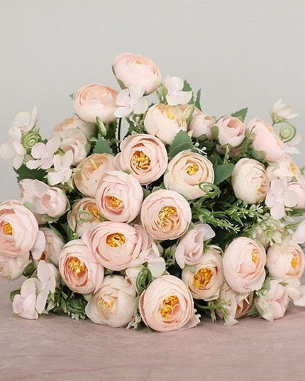 Lifelike Faux Peony Bouquet - 30cm, 7 Vibrant Colors