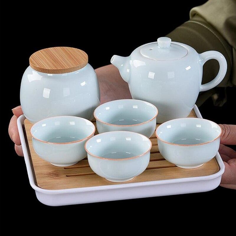 Travel Tea Sets Exquisite Shape Handmade TeaPot Cup Set Chinese Tea Pots Ceremony Gift GungFu Tea Cup Teaware Droshipping-0-Très Elite-A pot of 4 cups-Très Elite
