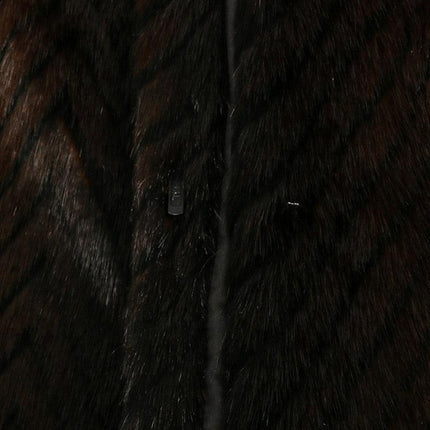 Elegant Striped Faux Mink Fur Winter Coat