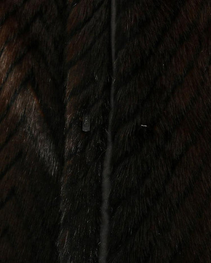 Elegant Striped Faux Mink Fur Winter Coat