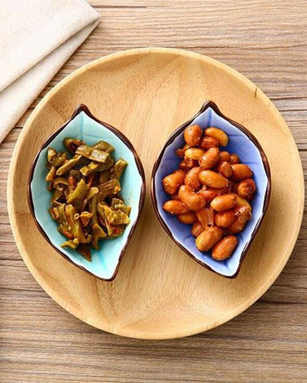 Leaf-Shaped Ceramic Serving Bowls - Set of 2