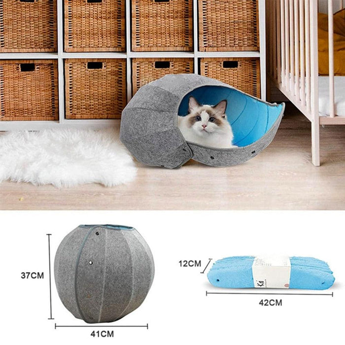 Shell Cat Retreat: Transforming Plush Bed & Tunnel Haven