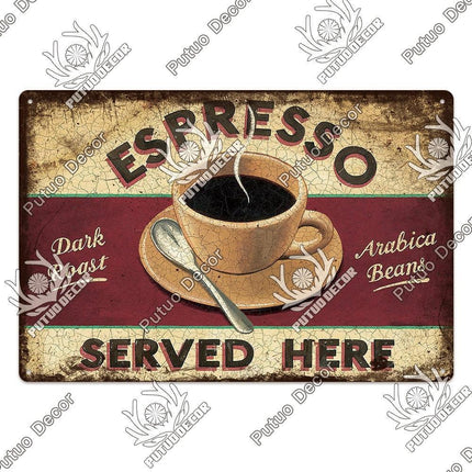Retro Coffee Metal Sign - Chic Wall Decor for Kitchen, Cafe, or Bar