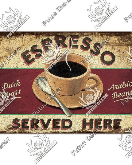 Retro Coffee Metal Sign - Chic Wall Decor for Kitchen, Cafe, or Bar