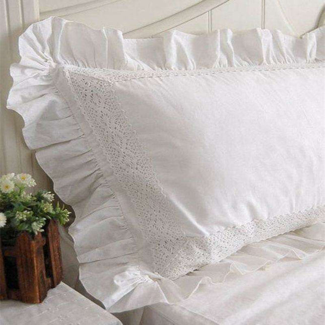 Luxurious European-Style White Satin Lace Pillowcase Set - Infuse Your Bedroom with Elegance