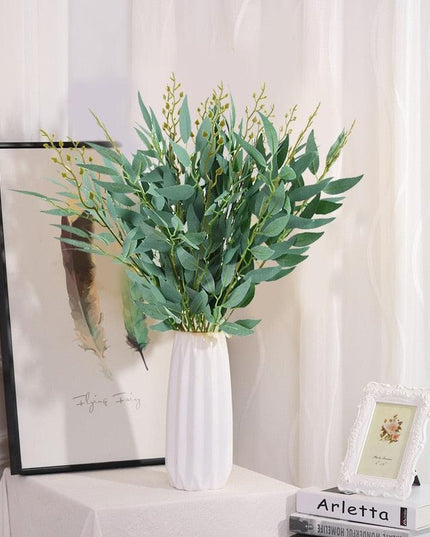 Lifelike Green Willow and Leaf Silk Arrangement - 51cm