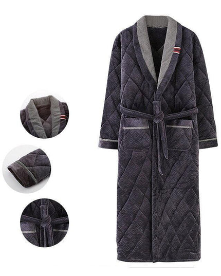 Plush Comfort Plus Size Men's Cotton Flannel Bathrobe for Winter Relaxation