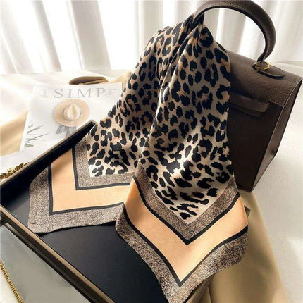 Elegant Leopard Print Silk-like Scarf: Elevate Your Style Game