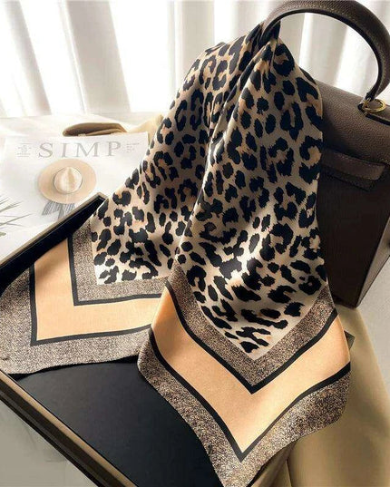 Elegant Leopard Print Silk-like Scarf: Elevate Your Style Game