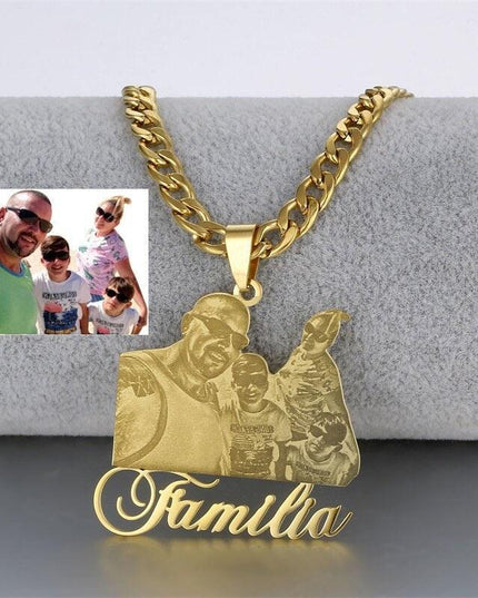 Personalized Stainless Steel Photo Pendant Necklace with Custom Nameplate and Cuban Chain - Celebrate Your Unique Journey