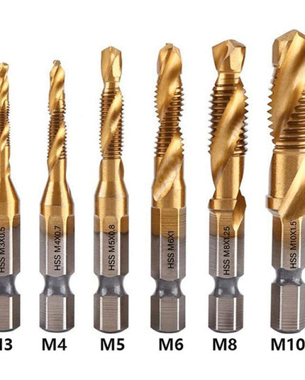 Precision Tap Set with Titanium Coating and Spiral Flute Design for Efficient Tapping and Chamfering