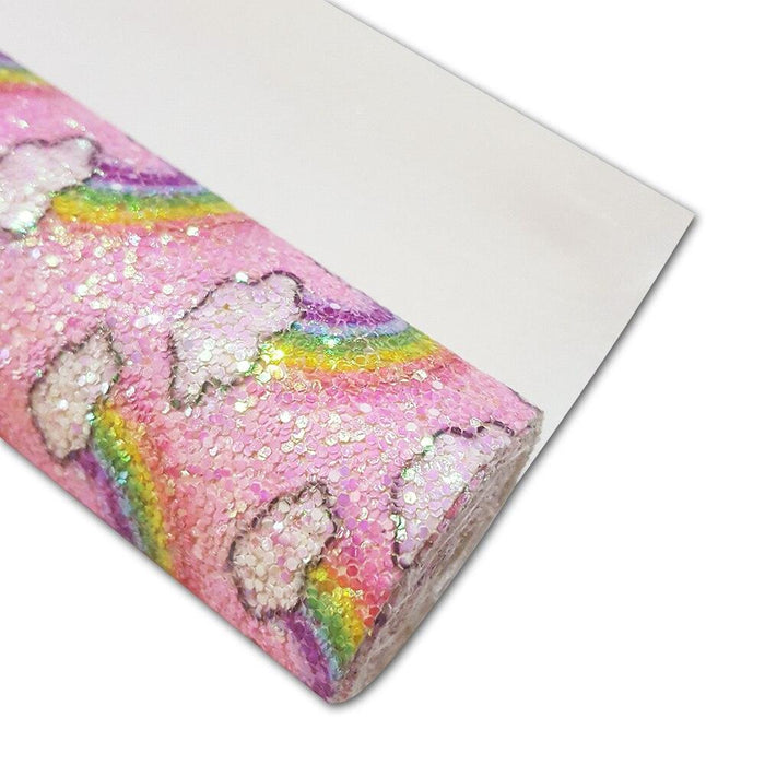 Rainbow Chunky Glitter Fabric Roll - DIY Crafts Kit for Creative Projects