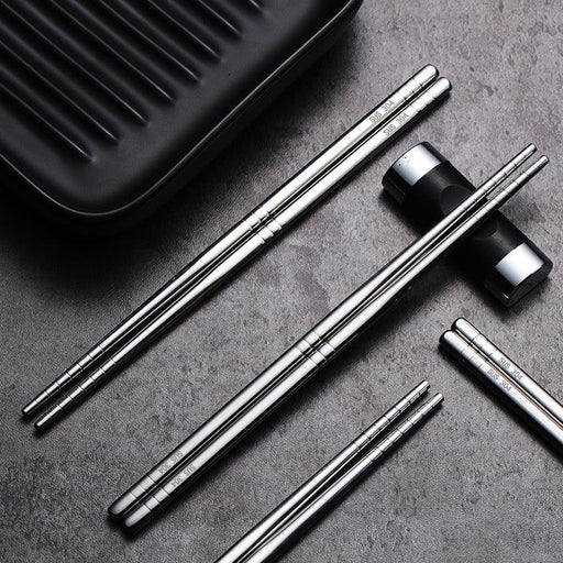 5 Sets of Premium Stainless Steel Chopsticks for Elevated Dining Rituals