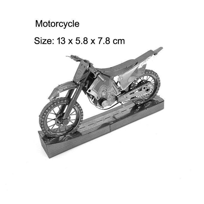 Metal 3D Transport Puzzle Kit: Build Your Own Racing Motorcycle, Truck, and Train Models for Ages 12 and Up