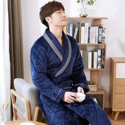 Men's Luxurious Quilted Bathrobe - Stylish Winter Wear for Ultimate Warmth and Comfort