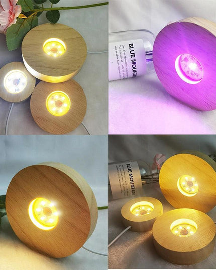 Artistic LED Wooden Nightlight Display Stand for Creative Showcases