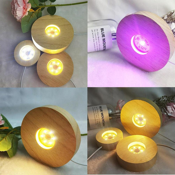 Artistic LED Wooden Nightlight Display Stand for Creative Showcases