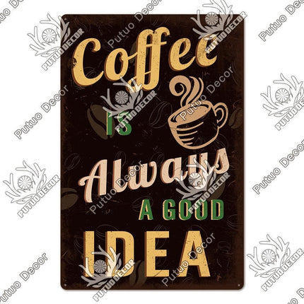 Retro Coffee Metal Sign - Chic Wall Decor for Kitchen, Cafe, or Bar