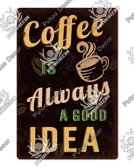 Retro Coffee Metal Sign - Chic Wall Decor for Kitchen, Cafe, or Bar