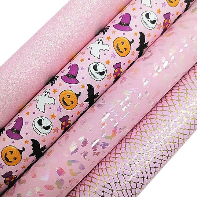 Enchanting Leopard Faux Leather Craft Kit - Spooky Pumpkin Ghosts for Halloween DIY Projects