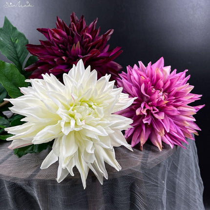 Luxe Realistic Dahlia Silk Flower Arrangement: Timeless Elegance for Any Space