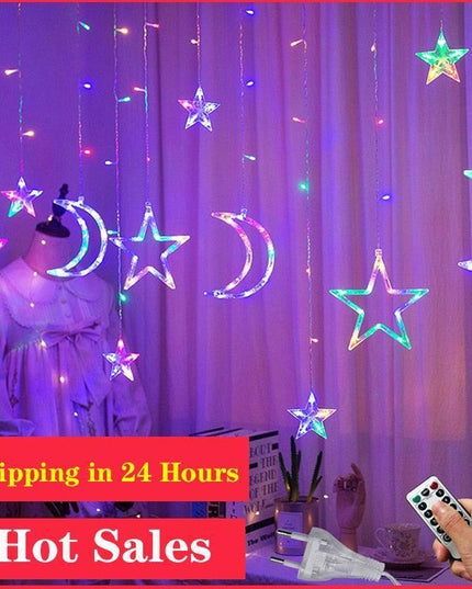Celestial Dream LED Moon and Star String Lights for Whimsical Decor