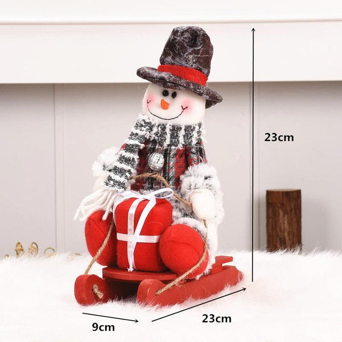 Enchanting Handcrafted Christmas Dolls Trio: Santa Claus, Snowman, and Elk Figurines for Festive Home Decor
