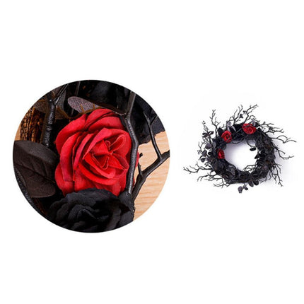 Ethereal Rose & Twisted Branch Wreath - Elegant Halloween Decor & Thoughtful Gift