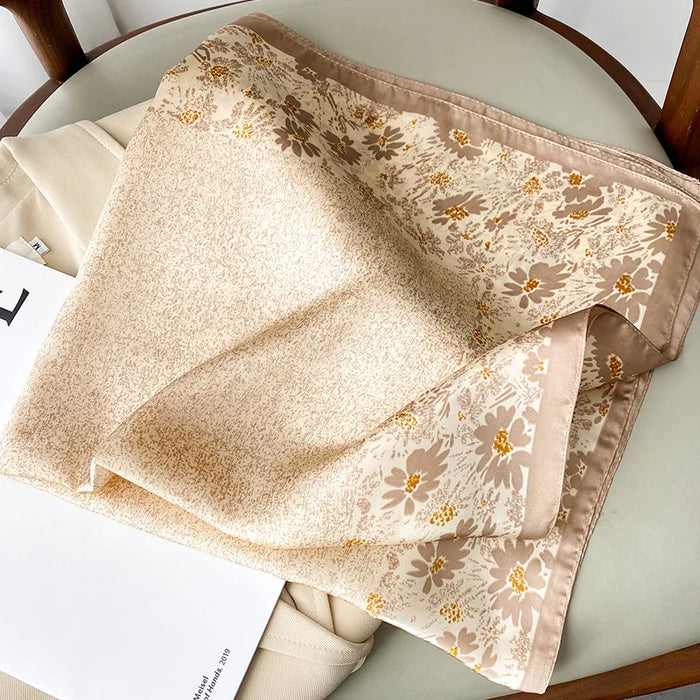 Elegant Leopard Print Silk Scarf - Versatile Square Sunscreen Kerchief