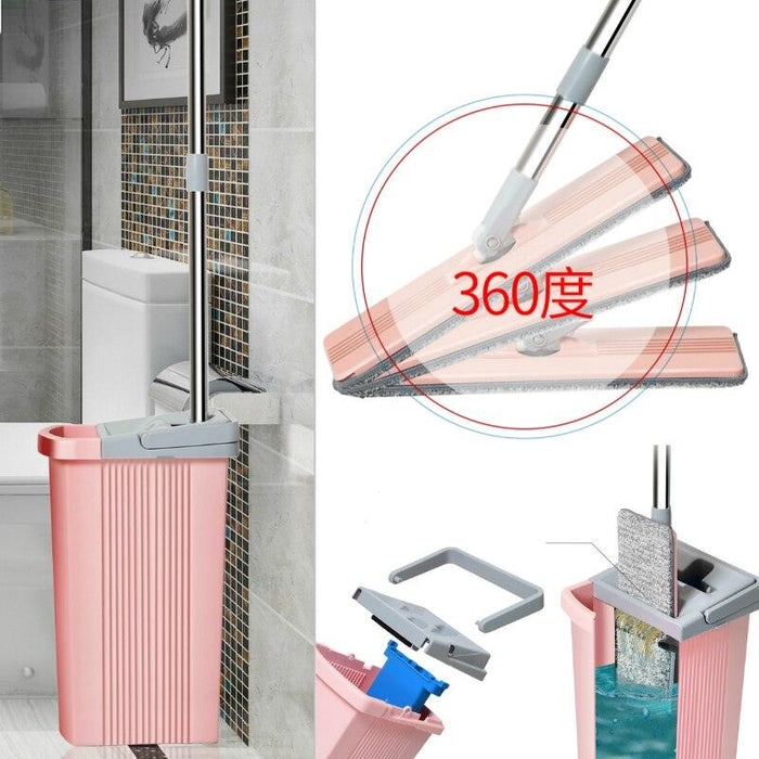 Pink Dual-Chamber Spin Mop Set - Quick and Efficient Floor Cleaning