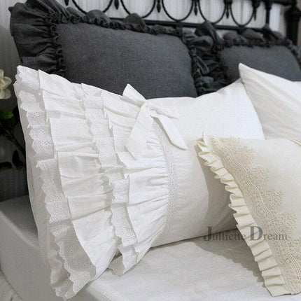 Elegant Ivory Ruffled Waterproof Faux Suede Pillowcase Collection