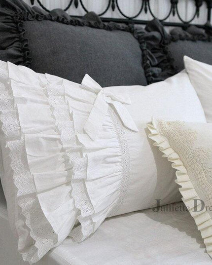 Elegant Ivory Ruffled Waterproof Faux Suede Pillowcase Collection