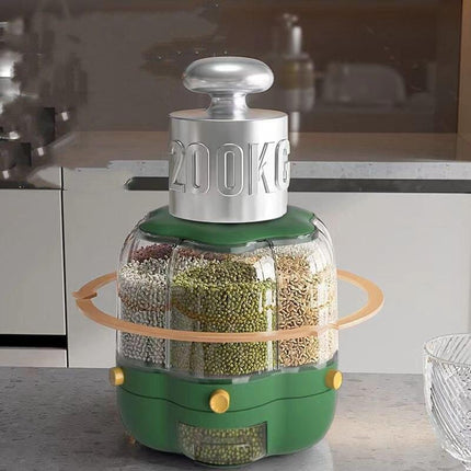 Innovative Rotating Grain Storage Container - Seamless Kitchen Organization Solution
