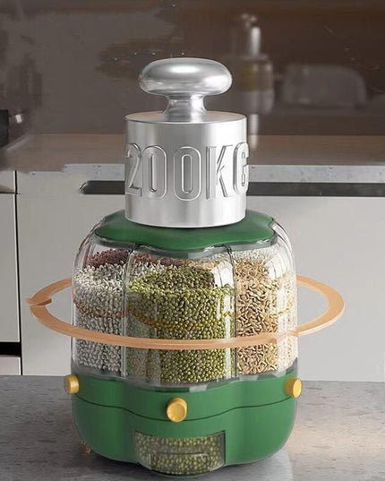 Innovative Rotating Grain Storage Container - Seamless Kitchen Organization Solution