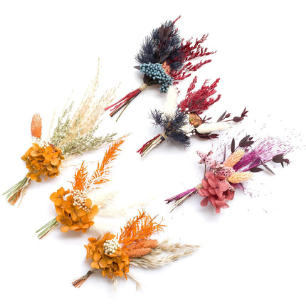 Vibrant Dried Hydrangea and Pampas Grass Set - 6 Colorful Mini Packs