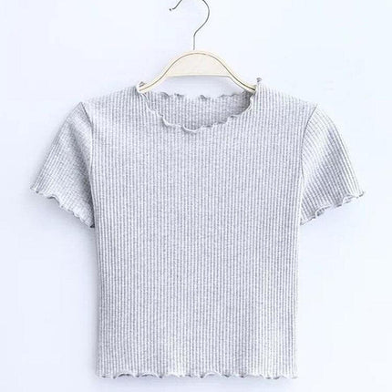 Vintage-Inspired Women's Retro Short Sleeve T-Shirt with Wood Ears Design