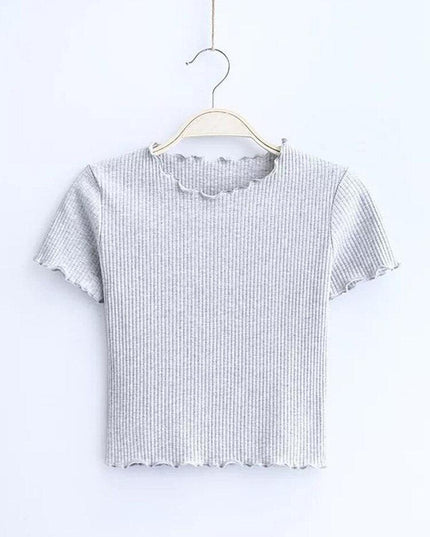 Vintage-Inspired Women's Retro Short Sleeve T-Shirt with Wood Ears Design