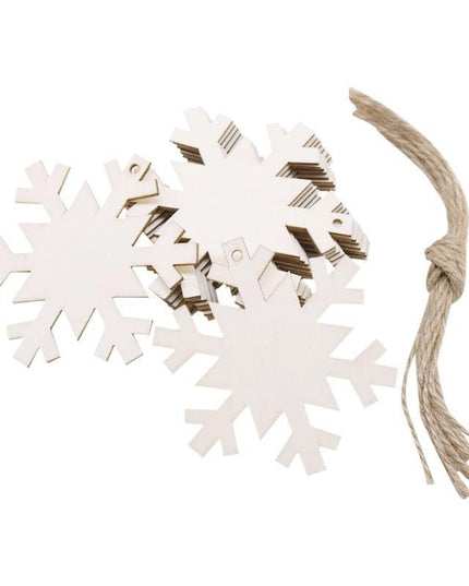 Wooden Snowflake Chip Ornaments - Cheerful Set of 10 for Holiday Celebrations