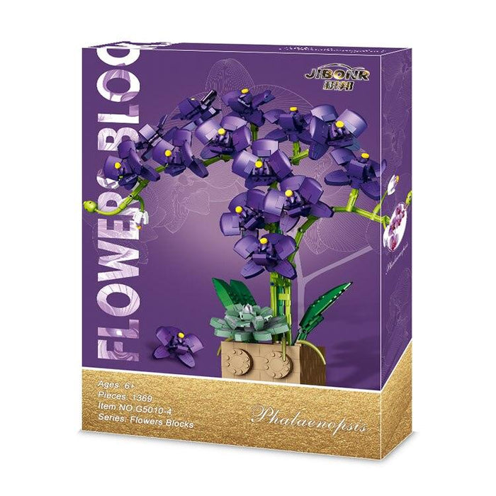 Blue Phalaenopsis Potted Plants DIY Building Kit for Elegant Home Decor